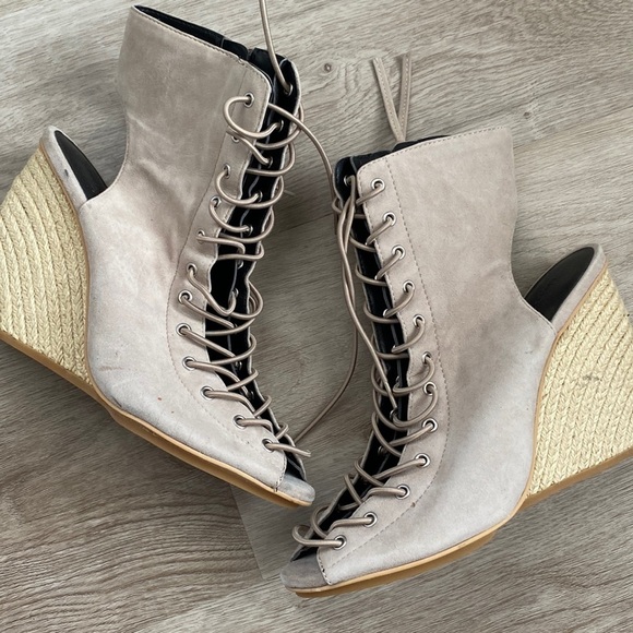 Rebecca Minkoff Elle Suede Lace Up Heeled Espadrilles - Picture 2 of 16